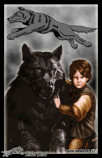 Rickon Stark and Shaggydog by Amok.jpg