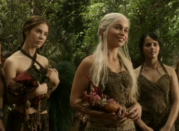 Daenerys and her handmaidens Doreah and Irri