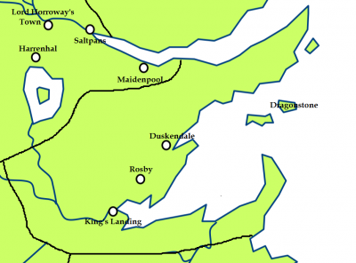 The crownlands and the location of Blackwater Bay
