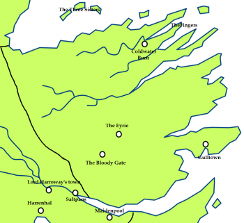 The Vale of Arryn and the location of the Three Sisters