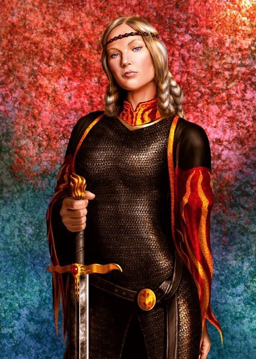 Queen Visenya Targaryen holding Dark Sister