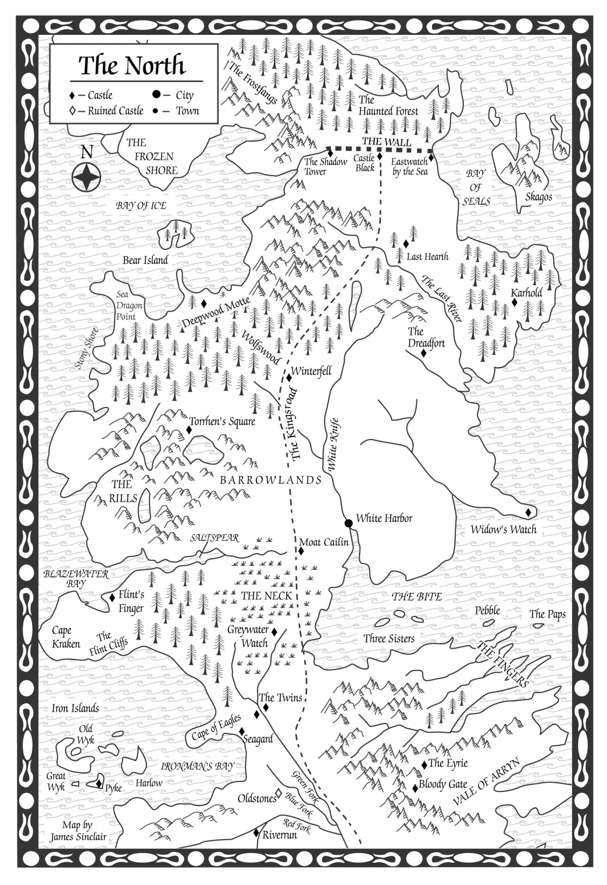 A Clash Of Kings Map Of The North A Wiki Of Ice And Fire