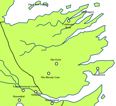 The Vale of Arryn and the location of Sisterton