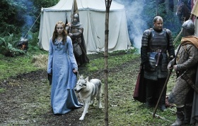 Sansa and her direwolf Lady play an important part in the plot of the episode.