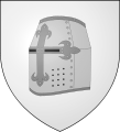 A grey iron greathelm on white (House Pyle)